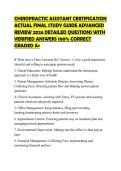 CHIROPRACTIC ASSISTANT CERTIFICATION&NewLine;ACTUAL FINAL STUDY GUIDE ADVANCED&NewLine;REVIEW 2026 DETAILED QUESTIONS WITH&NewLine;VERIFIED ANSWERS 100&percnt; CORRECT&NewLine;GRADED A&plus;