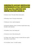 CHIROPRACTIC ASSISTANT CERTIFICATION&NewLine;COMPREHENSIVE ACTUAL CERTIFICATION&NewLine;PAPER 2026 FULL QUESTIONS WITH&NewLine;VERIFIED SOLUTIONS GRADED A&plus;