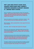 MFT LAW AND ETHICS EXAM 2026 UPDATE QUESTIONS AND CORRECT VERIFIED ANSWERS ALREADY GRADED A&plus; &lpar;BRAND NEW VISION&rpar;