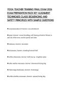 YOGA TEACHER TRAINING FINAL EXAM 2026&NewLine;EXAM PREPARATION PACK KEY ALIGNMENT&NewLine;TECHNIQUES CLASS SEQUENCING AND&NewLine;SAFETY PRINCIPLES WITH SAMPLE QUESTIONS