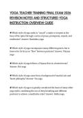 YOGA TEACHER TRAINING FINAL EXAM 2026&NewLine;REVISION NOTES AND STRUCTURED YOGA&NewLine;INSTRUCTION OVERVIEW GUIDE