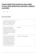 HOME INSPECTOR NATIONAL EXAM PREP ACTUAL 2026 QUESTIONS AND 100&percnt; CORRECT ANSWERS