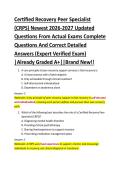 Certified Recovery Peer Specialist &NewLine;&lpar;CRPS&rpar; Newest 2026-2027 Updated &NewLine;Questions From Actual Exams Complete &NewLine;Questions And Correct Detailed &NewLine;Answers &lpar;Expert Verified Exam&rpar; &NewLine;&vert;Already Graded A&plus;&vert;&vert;Brand New&excl;&excl; 