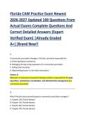 Florida CAM Practice Exam Newest &NewLine;2026-2027 Updated 100 Questions From &NewLine;Actual Exams Complete Questions And &NewLine;Correct Detailed Answers &lpar;Expert &NewLine;Verified Exam&rpar; &vert;Already Graded &NewLine;A&plus;&vert;&vert;Brand New&excl;&excl; 