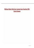 Michigan Master Electrician Licensing Exam Questions With Correct Answers
