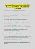 Nursing 130 Final Exam Review UPDATED &NewLine;ACTUAL QUESTIONS AND CORRECT &NewLine;ANSWERS