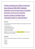 Florida Underground Utility Contractor &NewLine;Exam Newest 2026-2027 Updated &NewLine;Questions From Actual Exams Complete &NewLine;Questions And Correct Detailed &NewLine;Answers &lpar;Expert Verified Exam&rpar; &NewLine;&vert;Already Graded A&plus;&vert;&vert;Brand New&excl;&excl; 
