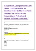 Florida Glass & Glazing Contractor Exam &NewLine;Newest 2026-2027 Updated 100 &NewLine;Questions From Actual Exams Complete &NewLine;Questions And Correct Detailed &NewLine;Answers &lpar;Expert Verified Exam&rpar; &NewLine;&vert;Already Graded A&plus;&vert;&vert;Brand New&excl;&excl; 