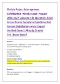 Florida Project Management &NewLine;Certification Practice Exam  Newest &NewLine;2026-2027 Updated 100 Questions From &NewLine;Actual Exams Complete Questions And &NewLine;Correct Detailed Answers &lpar;Expert &NewLine;Verified Exam&rpar; &vert;Already Graded &NewLine;A&plus;&vert;&vert;Brand New&excl;&excl; 
