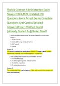 Florida Contract Administration Exam &NewLine;Newest 2026-2027 Updated 100 &NewLine;Questions From Actual Exams Complete &NewLine;Questions And Correct Detailed &NewLine;Answers &lpar;Expert Verified Exam&rpar; &NewLine;&vert;Already Graded A&plus;&vert;&vert;Brand New&excl;&excl; 