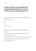 VA P&C Practice newest 2026&comma;2027 &NewLine;newest exam questions and correct  &NewLine;verified answers already graded  A&plus; 