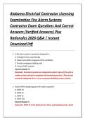 Alabama Electrical Contractor Licensing &NewLine;Examination Fire Alarm Systems &NewLine;Contractor Exam Questions And Correct &NewLine;Answers &lpar;Verified Answers&rpar; Plus &NewLine;Rationales 2026 Q&A &vert; Instant &NewLine;Download Pdf
