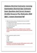 Alabama Electrical Contractor Licensing &NewLine;Examination Electrical Sign Contractor &NewLine;Exam Questions And Correct Answers &NewLine;&lpar;Verified Answers&rpar; Plus Rationales 2026 &NewLine;Q&A &vert; Instant Download Pdf