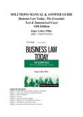 Solutions Manual & Answer Guide for Business Law Today The Essentials Text and Summarized Cases &ndash; Roger LeRoy Miller&NewLine;