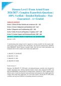 Siemens Level 1 Exam Actual Exam 2026&sol;2027 &vert; Complete Exam-Style Questions &vert; 100&percnt; Verified &ndash; Detailed Rationales &ndash; Pass Guaranteed &ndash; A&plus; Graded&NewLine;&NewLine;