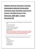 Alabama General Contractor Licensing &NewLine;Examination Industrial Construction &NewLine;Contractor Exam Questions And Correct &NewLine;Answers &lpar;Verified Answers&rpar; Plus &NewLine;Rationales 2026 Q&A &vert; Instant &NewLine;Download Pdf