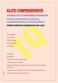 ELITE COMPREHENSIVE &NewLine;INTRODUCTION TO MANAGEMENT EXAMINATION &NewLine;Principles of Management&comma; Leadership&comma; &NewLine;Organizational Behavior and Decision-Making 