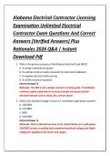 Alabama Electrical Contractor Licensing &NewLine;Examination Unlimited Electrical &NewLine;Contractor Exam Questions And Correct &NewLine;Answers &lpar;Verified Answers&rpar; Plus &NewLine;Rationales 2026 Q&A &vert; Instant &NewLine;Download Pdf