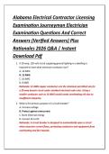 Alabama Electrical Contractor Licensing &NewLine;Examination Journeyman Electrician &NewLine;Examination Questions And Correct &NewLine;Answers &lpar;Verified Answers&rpar; Plus &NewLine;Rationales 2026 Q&A &vert; Instant &NewLine;Download Pdf 