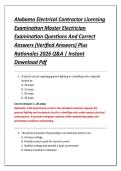 Alabama Electrical Contractor Licensing &NewLine;Examination Master Electrician &NewLine;Examination Questions And Correct &NewLine;Answers &lpar;Verified Answers&rpar; Plus &NewLine;Rationales 2026 Q&A &vert; Instant &NewLine;Download Pdf 