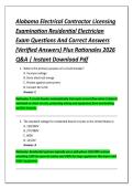 Alabama Electrical Contractor Licensing &NewLine;Examination Residential Electrician &NewLine;Exam Questions And Correct Answers &NewLine;&lpar;Verified Answers&rpar; Plus Rationales 2026 &NewLine;Q&A &vert; Instant Download Pdf
