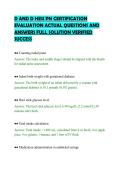 D AND D HESI PN CERTIFICATION&NewLine;EVALUATION ACTUAL QUESTIONS AND&NewLine;ANSWERS FULL SOLUTION VERIFIED&NewLine;SUCCESS&NewLine;