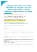 ATI Capstone Leadership Exam Actual Exam 2026&sol;2027 &vert; Complete Exam-Style Questions &vert; 100&percnt; Verified &ndash; Detailed Rationales &ndash; Pass Guaranteed &ndash; A&plus; Graded&NewLine;&NewLine;