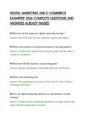 DIGITAL MARKETING AND E COMMERCE&NewLine;EXAMPREP 2026 COMPLETE QUESTIONS AND&NewLine;ANSWERS ALREADY PASSED
