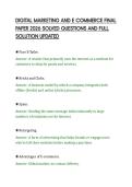 DIGITAL MARKETING AND E COMMERCE FINAL&NewLine;PAPER 2026 SOLVED QUESTIONS AND FULL&NewLine;SOLUTION UPDATED&NewLine;