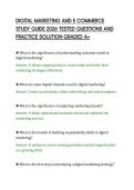 DIGITAL MARKETING AND E COMMERCE&NewLine;STUDY GUIDE 2026 TESTED QUESTIONS AND&NewLine;PRACTICE SOLUTION GRADED A&plus;