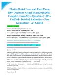 Florida Dental Laws and Rules Exam 200&plus; Questions Actual Exam 2026&sol;2027 &vert; Complete Exam-Style Questions &vert; 100&percnt; Verified &ndash; Detailed Rationales &ndash; Pass Guaranteed &ndash; A&plus; Graded&NewLine;&NewLine;