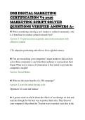 DMI DIGITAL MARKETING&NewLine;CERTIFICATION V9 2026&NewLine;MARKETING SCRIPT SOLVED&NewLine;QUESTIONS VERIFIED ANSWERS A&plus;&NewLine;