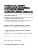 DMI DIGITAL MARKETING&NewLine;CERTIFICATION V9 2026 STUDY&NewLine;GUIDE COMPREHENSIVE&NewLine;QUESTIONS ANSWERS VERIFIED A&plus;&NewLine;