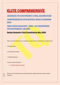 ELITE COMPREHENSIVE &NewLine;ADVANCED PSYCHOTHERAPY FINAL EXAMINATION &NewLine;COMPREHENSIVE PSYCHIATRIC&ndash;HEALTH NURSING &NewLine;2026 &NewLine;HIGH-YIELD NCLEX-RN &bull; HESI &bull; ATI INTEGRATED &NewLine;PSYCHOTHERAPY REVIEW