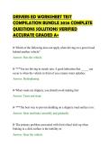DRIVERS ED WORKSHEET TEST&NewLine;COMPILATION BUNDLE 2026 COMPLETE&NewLine;QUESTIONS SOLUTIONS VERIFIED&NewLine;ACCURATE GRADED A&plus;
