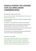 DRIVERS ED WORKSHEET TESTS ASSESSMENT&NewLine;SCRIPT 2026 VERIFIED ANSWERS&NewLine;COMPREHENSIVE REVIEW