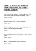 DRIVING 101 FINAL CERTIFICATION&NewLine;EVALUATION 2026 FULL QUESTIONS AND&NewLine;CORRECT ANSWERS&NewLine;