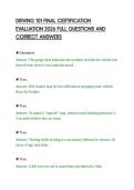 DRIVING 101 FINAL CERTIFICATION&NewLine;EVALUATION 2026 FULL QUESTIONS AND&NewLine;CORRECT ANSWERS