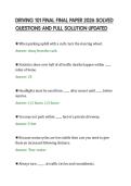 DRIVING 101 FINAL FINAL PAPER 2026 SOLVED&NewLine;QUESTIONS AND FULL SOLUTION UPDATED