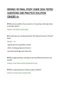 DRIVING 101 FINAL STUDY GUIDE 2026 TESTED&NewLine;QUESTIONS AND PRACTICE SOLUTION&NewLine;GRADED A&plus;