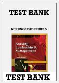 TEST BANK NURSING LEADERSHIP & manangment 3rd Ediṭion by Paṭricia Kelly