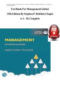 TEST BANK FOR MANAGEMENT GLOBAL 15TH EDION  BY STEPHEN P&period; ROBBINS CHAPTERS 1-18&comma; COMPLETE A&plus; ALREADY GRADED