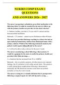 NUR283 COMP EXAM 1 &NewLine;QUESTIONS &NewLine;AND ANSWERS 2026 - 2027 
