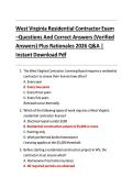 West Virginia Residential Contractor Exam &ndash;Questions And Correct Answers &lpar;Verified &NewLine;Answers&rpar; Plus Rationales 2026 Q&A &vert; &NewLine;Instant Download