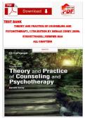 TEST BANK &NewLine;THEORY AND PRACTICE OF COUNSELING AND &NewLine;PSYCHOTHERAPY&comma; 11TH EDITION BY GERALD COREY &lpar;ISBN&colon; &NewLine;9780357764428&rpar; &vert; VERIFIED Q&A &NewLine;ALL CHAPTERS 