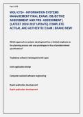 WGU C724 - INFORMATION SYSTEMS &NewLine;MANAGEMENT FINAL EXAM &vert; OBJECTIVE &NewLine;ASSESSMENT AND PRE- ASSESSMENT &vert; &NewLine;&lbrace;LATEST 2026&sol; 2027 UPDATE&rcub; COMPLETE &NewLine;ACTUAL AND AUTHENTIC EXAM &vert; BRAND NEW&excl;