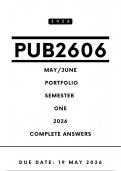 PUB2606 May &sol; June Portfolio Answers - Semester 1 2026 &vert; Due Date 19 May 2026
