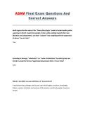 ASAM Final Exam &ndash; Complete Questions and Correct Answers