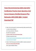 Texas Decommissioning Safety Specialist &NewLine;Certification Practice Exam Questions And &NewLine;Correct Answers &lpar;Verified Answers&rpar; Plus &NewLine;Rationales 2025&vert;2026 Q&A &vert; Instant &NewLine;Download Pdf