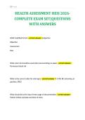 HEALTH ASSESSMENT HESI 2026-&NewLine;COMPLETE EXAM SET&vert;QUESTIONS&NewLine;WITH ANSWERS